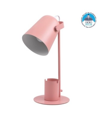 GLOBOSTAR® PENCASE 61565 Μοντέρνο Επιτραπέζιο Φωτιστικό Πορτατίφ με Ντουί 1 x E27 AC 220-240V IP20 - Ροζ - Μ12 x Π15 x Υ38cm